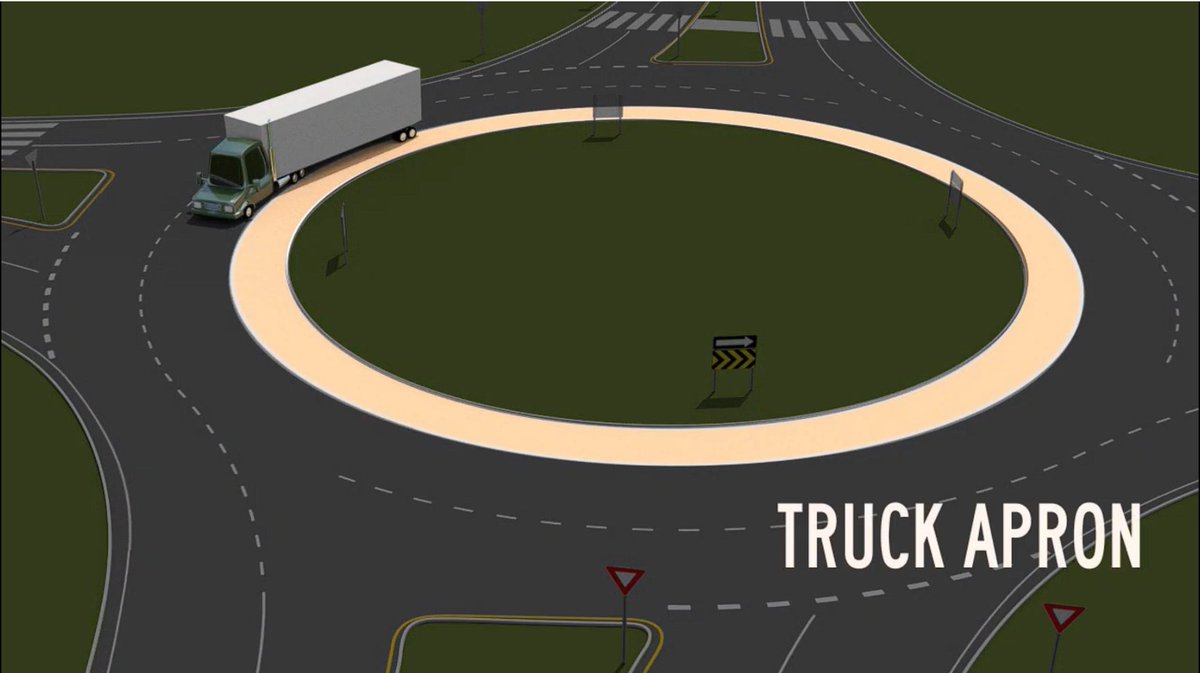 What is the purpose of a truck apron in a roundabout?