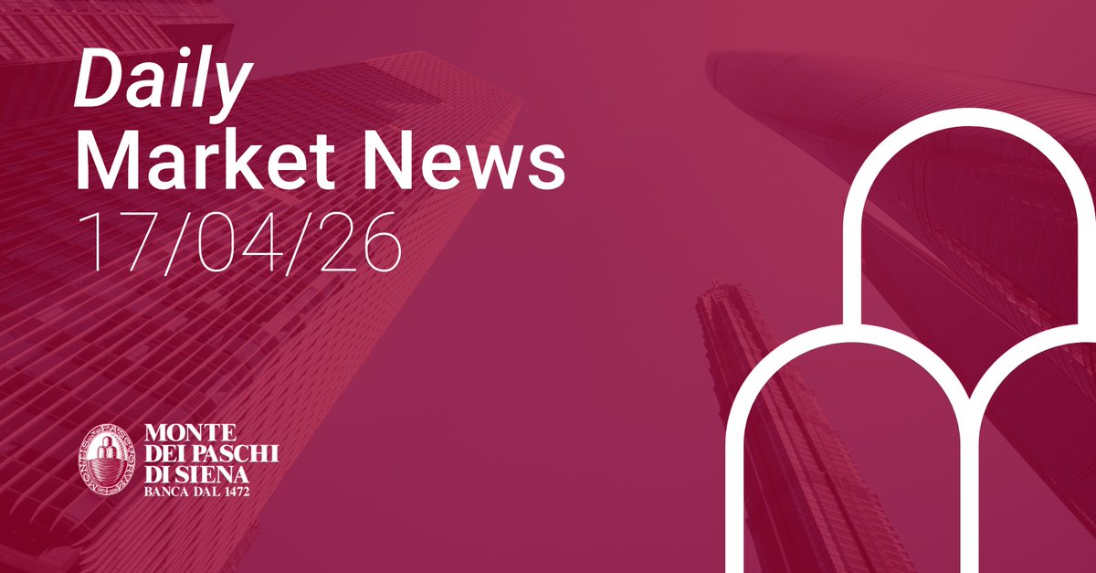 Banca_MPS's tweet image. Mercati in attesa di sviluppi USA-Iran. Tassi stabili con #Fed e #BCE prudenti. #Dollaro poco mosso, #yen in recupero. #Petrolio volatile vicino a 100$/brl per tensioni su Hormuz, continua il rialzo dei metalli industriali. urly.it/31fh38
#MpsNews #MarketNews #17Aprile