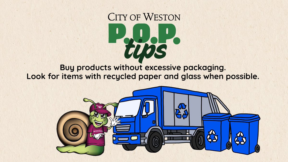 CityofWeston's tweet image. 🌍 April in Weston is #ProtectOurPlanet Month! 🌍

Learn how to say no to single-use straws, utensils, bags (grocery and produce), bottles of water, balloons, and other “freebies” that you may not really need. 

Check out our #POPTips of the week and commit to lowering your