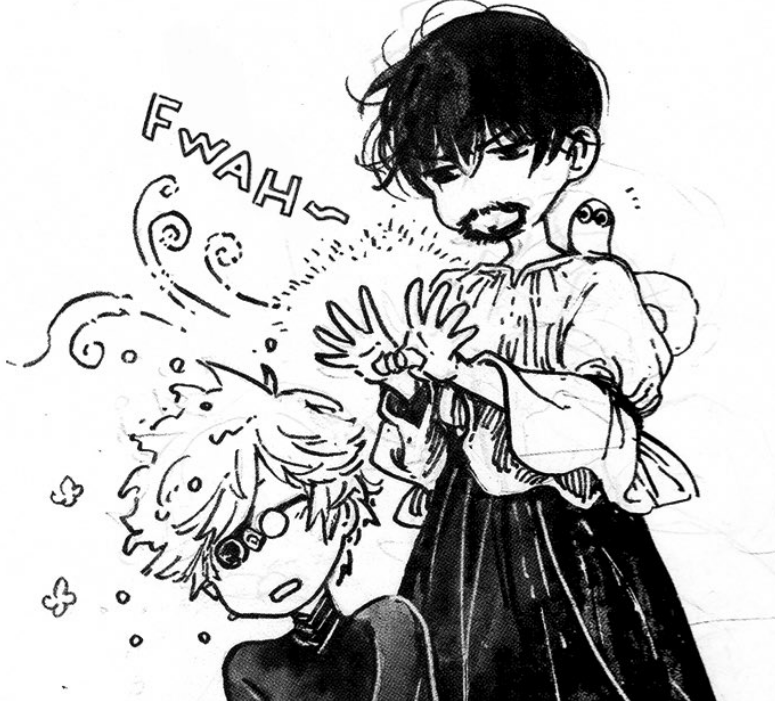 olruggio being a human blow dryer, every morning qifrey and the girls just line up in front of him to get their hair dried