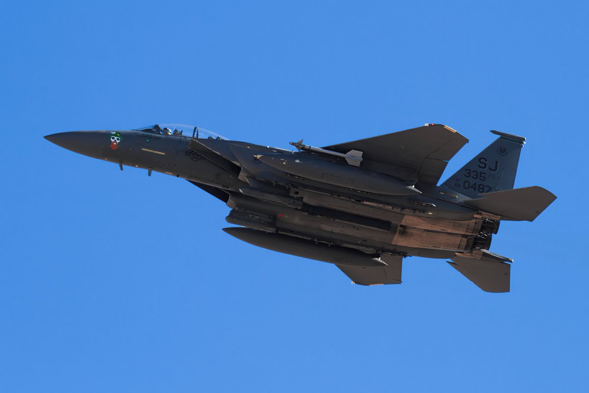 335th FS 'Boss bird' with nice nose art and Kill marking departing Nellis, RF 22-1
