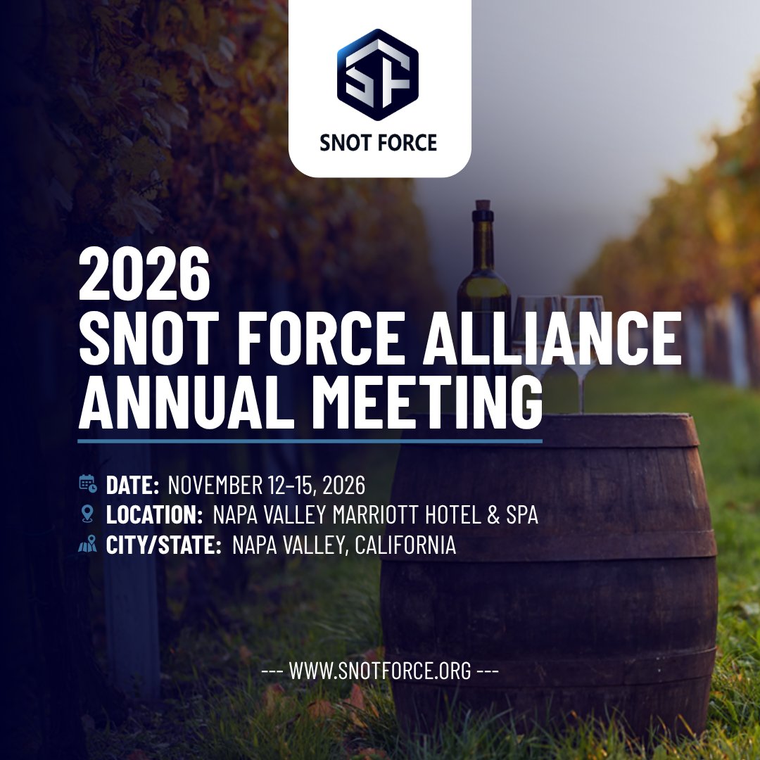 SnotForce's tweet image. Registration is open for the 2026 Snot Force Alliance Meeting! snotforce.org/snot-force-ann…

Join leading experts across otolaryngology, allergy, pulmonology, and more for case-based discussions, distinguished speakers, and cross-specialty collaboration. #SnotForceAlliance #Symposium