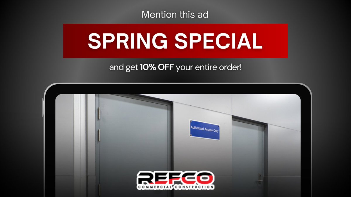 _Refco's tweet image. Take advantage of our Spring Special! Receive 10% OFF your entire order when you mention this ad. Enjoy savings on the supplies you need for your next project!

#BuildingSupplies #ConstructionProject #SpringSavings