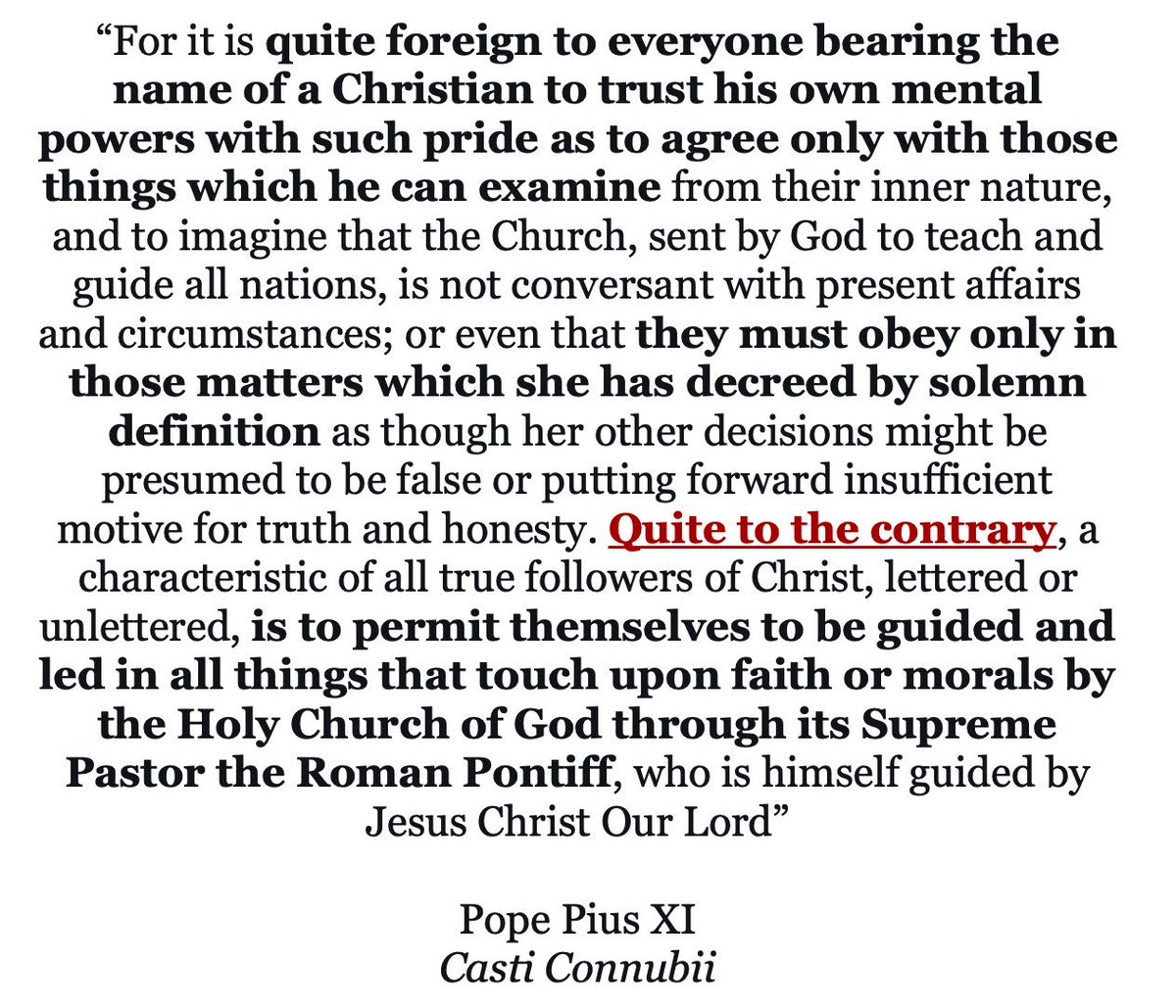 His Holiness Pope Pius XI DESTROYS "Recognize and Resist" in one paragraph.

He condemns those who believe they must obey only that which is pronounced ex Cathedra, or that whatever is promulgated by the Roman Pontiff is capable of being privately discerned by the individual.