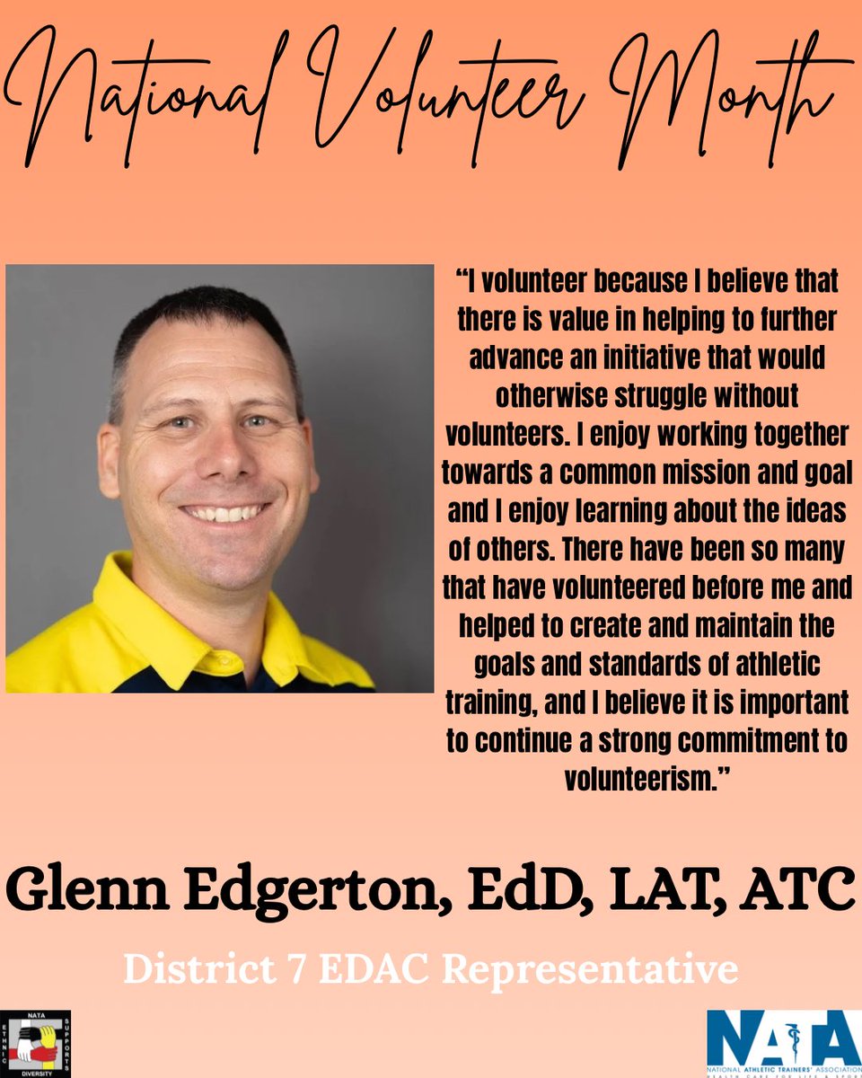 EDACNATA's tweet image. In honor of National Volunteer Month, we asked our committee why they chose to volunteer their time to NATA. #EDAC365 #EDAC4ALL #RepresentationMatters #DiversityMatters