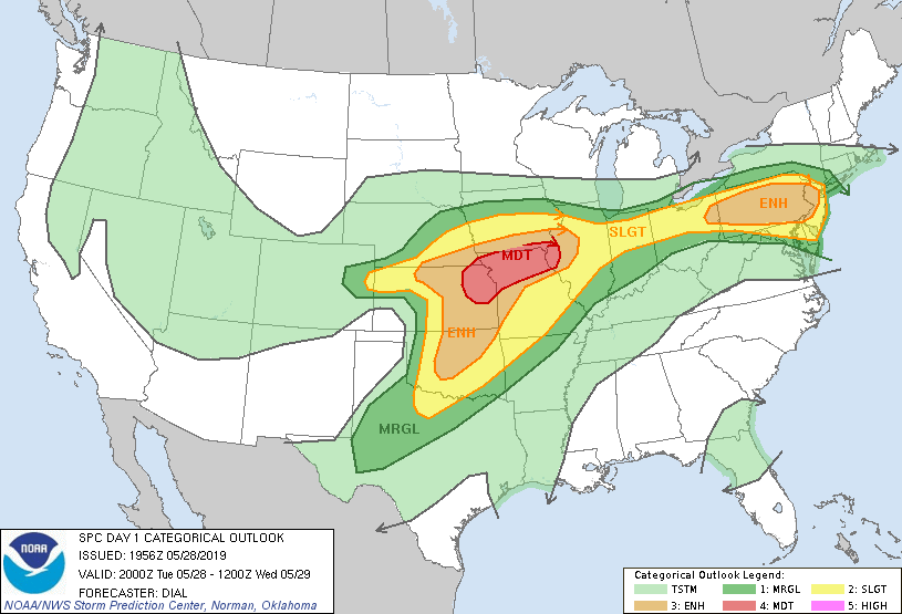 hunterhurleywx's tweet image. In terms of Moderate risks for #KansasCity, they're extremely rare. The last time a Moderate risk was issued for the entire Kansas City region was May 28, 2019. #mowx #kswx #kcwx