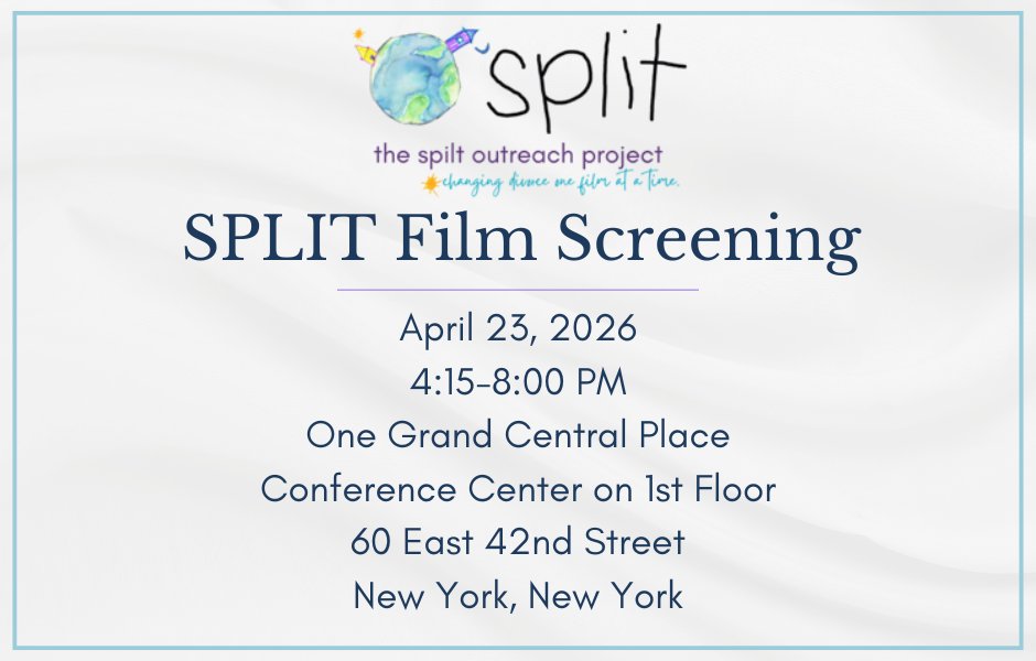 TheNYACP's tweet photo. Join us for a screening of Split, a moving film that shares children’s real experiences of divorce in their own words. Filmmaker Ellen Bruno will join us in person for a live discussion after the film.

Learn more: https://t.co/KWK9PUndC0

#NYACP #FilmEvent #CollaborativePractice https://t.co/7TTKRkFdgJ