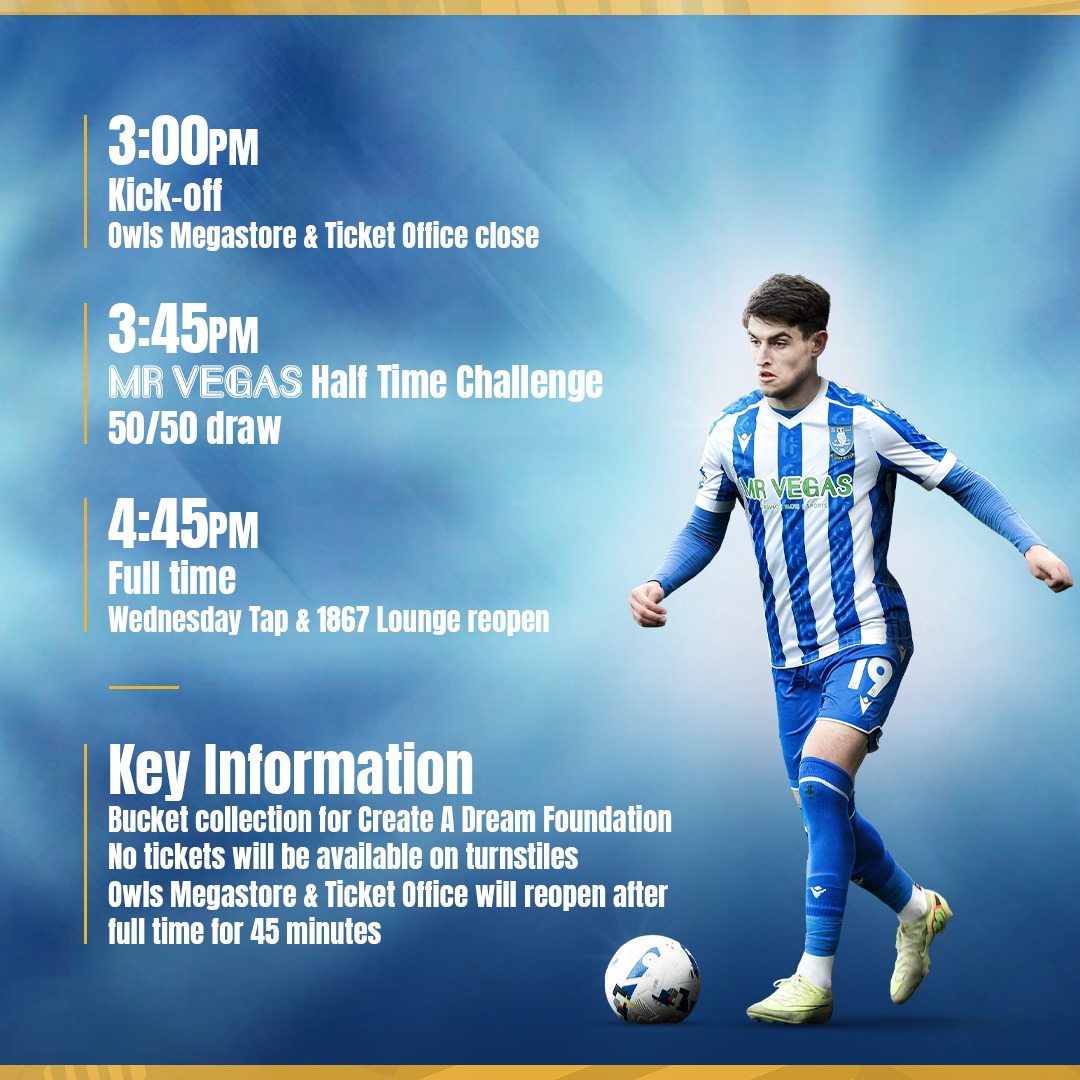swfc's tweet photo. ⌚️ Our Matchday Schedule at Hillsborough!