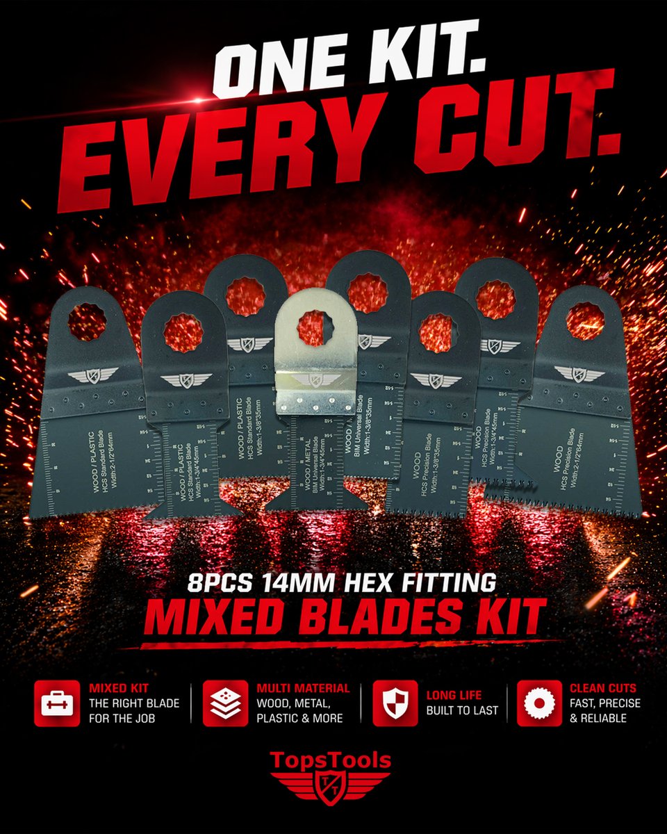 TopsTools's tweet image. 8 blades. Multiple materials. One solution.
#Topstools #PowerTools