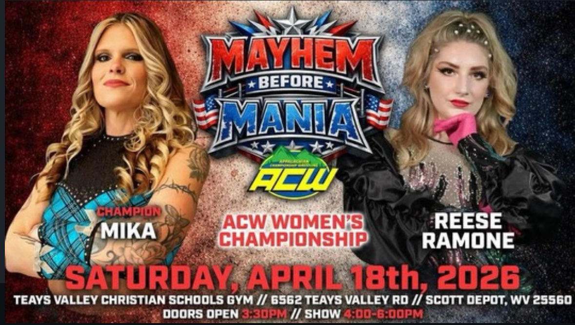 TOMORROW -> WOMENS CHAMPIONSHIP MATCH
Teays Valley, WV 
🚪 - 3:30 pm
🔔 - 4:00 pm

#professionalwrestling #womenswrestling #wrestling #independentwrestling #maniaweekend
#prowrestling