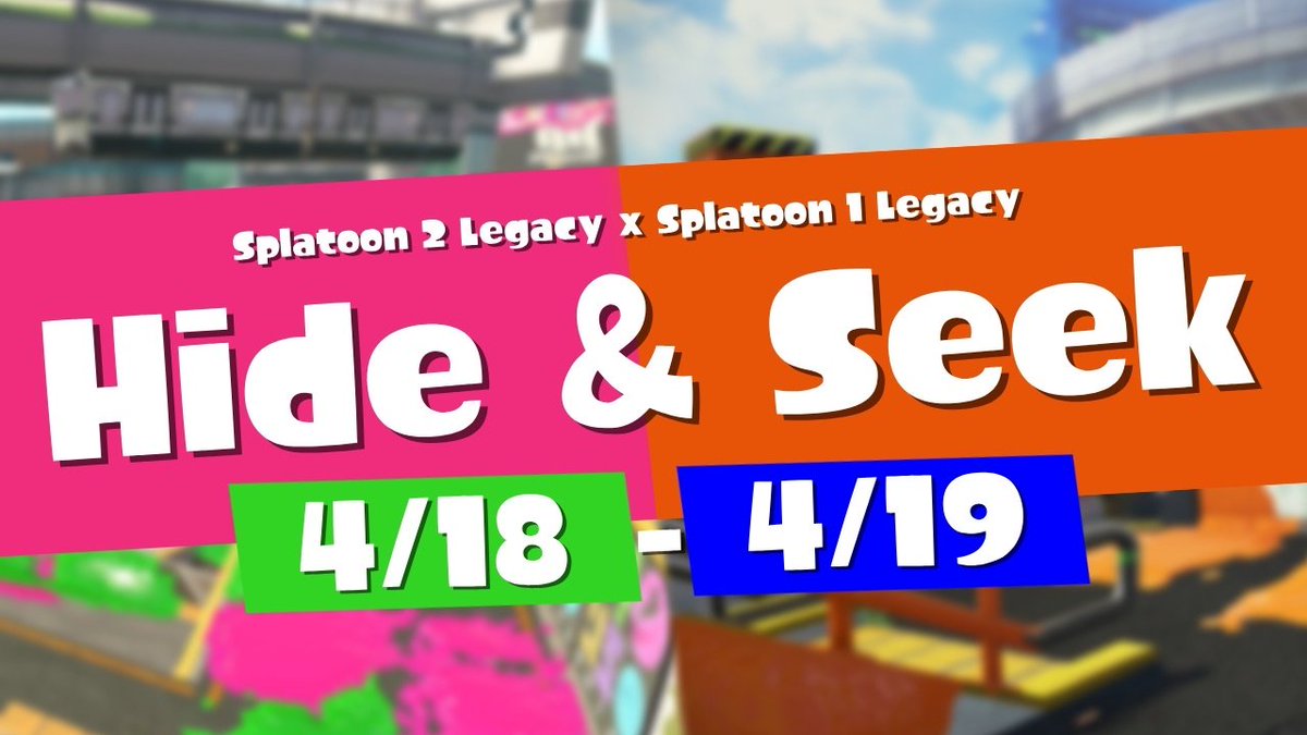 splatoon2legacy's tweet photo. It is time for the biggest event in the server's history, we are officially partnering with the Splatoon 1 Legacy server owned by Greetings and hosting a hide and seek event this weekend!! The hosted times are listed on our discord server.

https://t.co/QRHNqKvs8v https://t.co/PzQfeex27Y