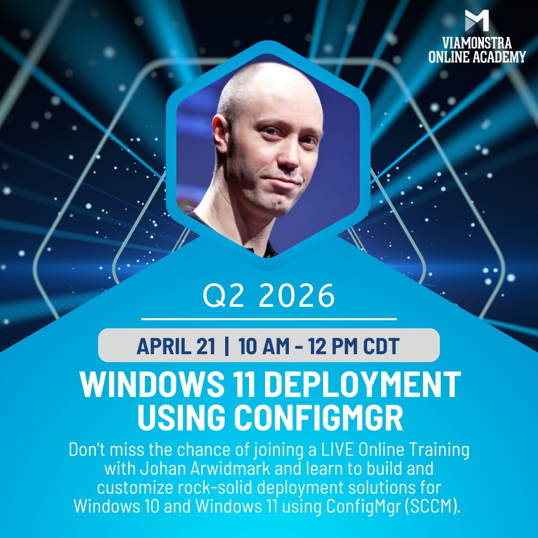 Mirolus_LLC's tweet image. ⚡TUESDAY! Starting APRIL 20 🕑 10am - 12pm CDT 💻 WINDOWS 11 DEPLOYMENT USING CONFIGMGR, presented by @jarwidmark 👨‍💻 Learn to build and customize rock-solid deployment solutions for #Windows11 using #ConfigMgr (#SCCM) 🚀 #ViaMonstraAcademy

Enroll ➡️ ow.ly/pvMz50YLb5Y