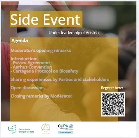 BCHCPB's tweet photo. A joint CBD/Aarhus Convention/Escazú Agreement side event on Access to Information, Public Participation and Access to Justice will take place 24 April 2026, 8:00 a.m., EST/Bahamas time (online).  Registration: https://t.co/I8CBKexJkV https://t.co/gLd34IpQPI