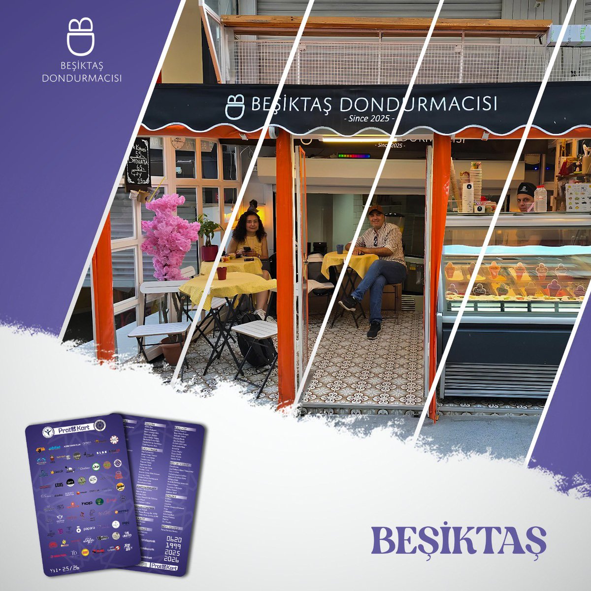 📌 Beşiktaş
🔔 PratİK Kart kullanıcılarına %15 indirim!
Tatlı bir mola vermek isteyenlerin adresi, Beşiktaş Dondurmacısı!