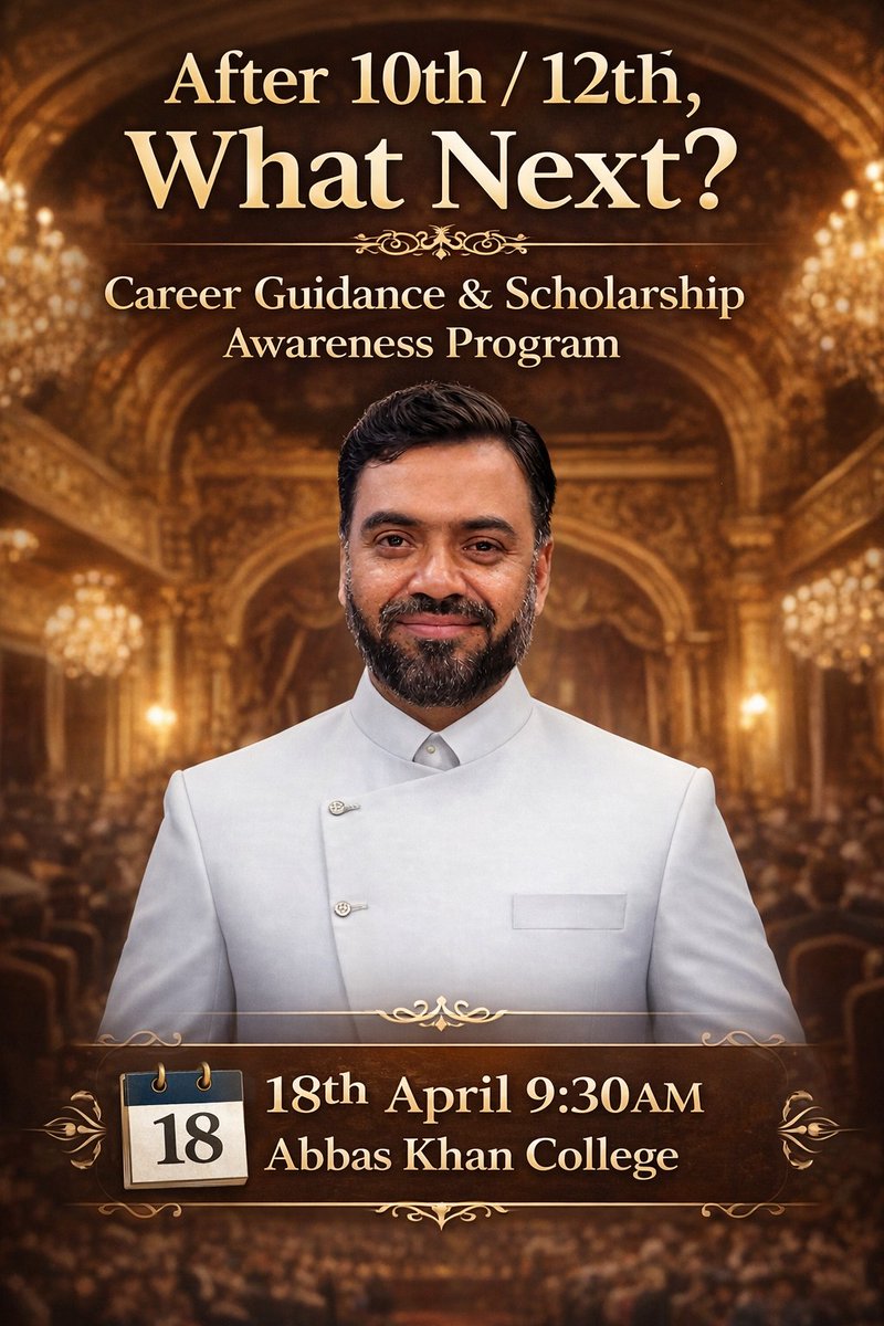 CMAKarnataka's tweet photo. Unlock your future! 🚀 

Join Bangalore’s Biggest Career &amp; Scholarship Program by Ameen e Mudassar.

📅 April 18, 9:30AM
📍 Abbas Khan College for Women, OTC Road, Bengaluru | #CMA of #Karnataka 

M: 96208 37786 

#CMA #AKCollege #Ameen #MazharKhadri
Central Muslim Association https://t.co/D68HYRyIrJ
