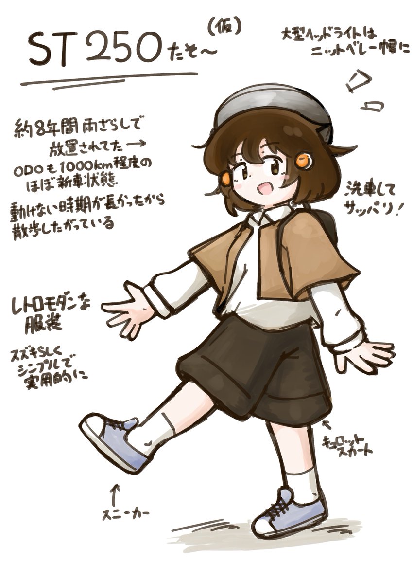 【オリキャラ】ST250ちゃん
最近うちのところに来たバイクを擬人化しました🏍