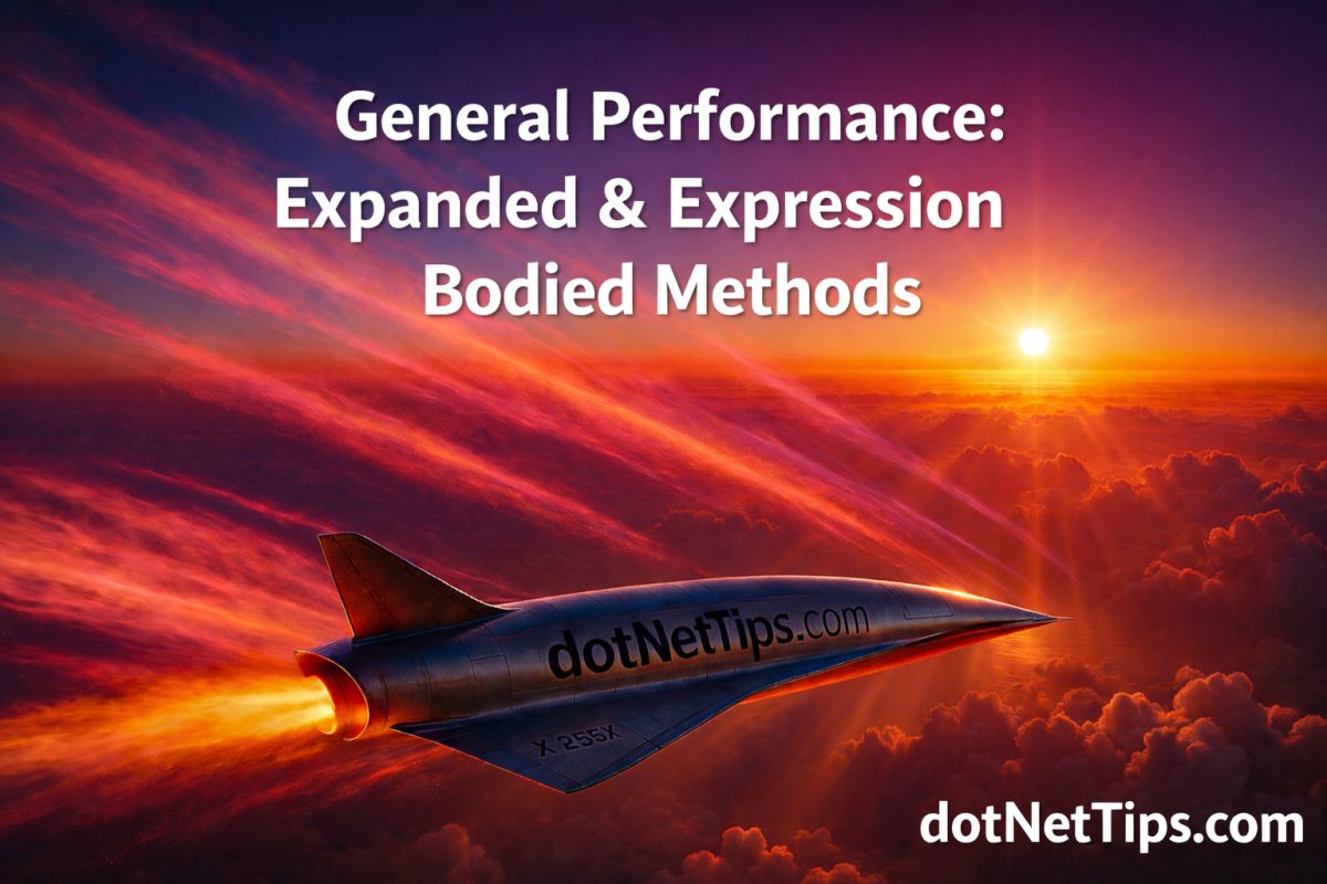 realDotNetDave's tweet image. Some C# choices look like pure style until you crank up the amp and test them. Expanded methods and expression-bodied methods may play the same tune, but they do not always hit the stage the same way. 
#dotnet #csharp #performance #MVPBuzz
dotnettips.com/2021/11/15/ref…