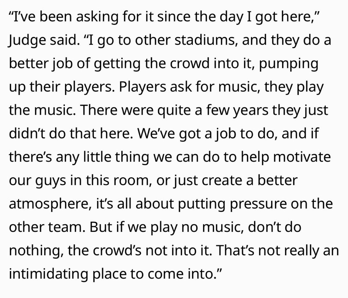 sweetiebabes08's tweet image. Oye! @TheJudge44 🤦🏼‍♀️ I love you, man, but this is a foot-in-mouth moment

It’s not the music—it’s the manager. #Boone cant put together a coherent lineup—over reliance on analytics, resting hot bats, overusing the bullpen (in April), making boneheaded in-game moves that cost games