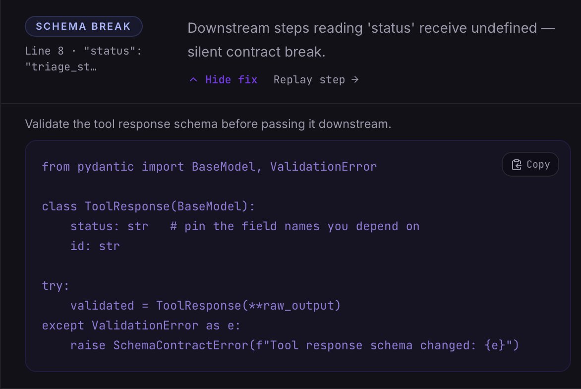 sepurux's tweet photo. My agent failed.

Instead of digging through logs, I pasted the trace.

→ Found the exact step that broke  
→ Got a fix immediately  

Took ~30 seconds.

https://t.co/mPl6mvrOfc https://t.co/BdNeZZsfIa