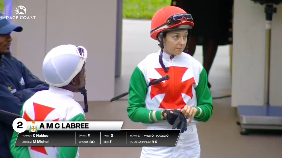 rebelsart's tweet image. 🇫🇷 Mickaëlle Michel🇯🇵@MickaelleMichel and A M C Labree racing in the Maiden Place race 2 on Friday night at Greyville, South Africa‼️🏇🇿🇦
Trainer Kumaran Naidoo
💥Fight!💥
#NeverGiveUp #WorkHard #MickaelleMichel
M.ミシェル #ミカエルミシェル
💪👊🌪️🥰
@FredericSpanu @noriri4