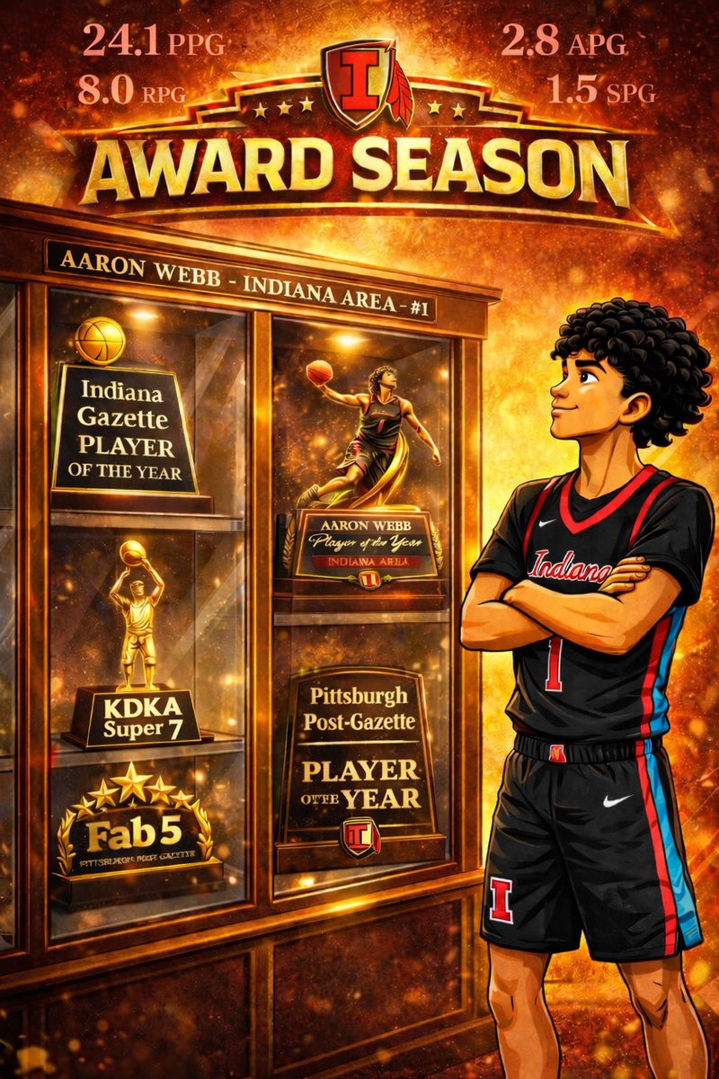 IASDAthletics's tweet photo. 𝐀 𝐒𝐄𝐀𝐒𝐎𝐍 𝐓𝐎 𝐑𝐄𝐌𝐄𝐌𝐁𝐄𝐑!🏆

Aaron Webb just turned in one of, if not the best individual boys’ basketball seasons in Indiana history and he has a full trophy case to show for it!🏀

Congratulations on a historic 2025-26 season @ronwebby!

#IndianaProud https://t.co/y9SVuK1v2b