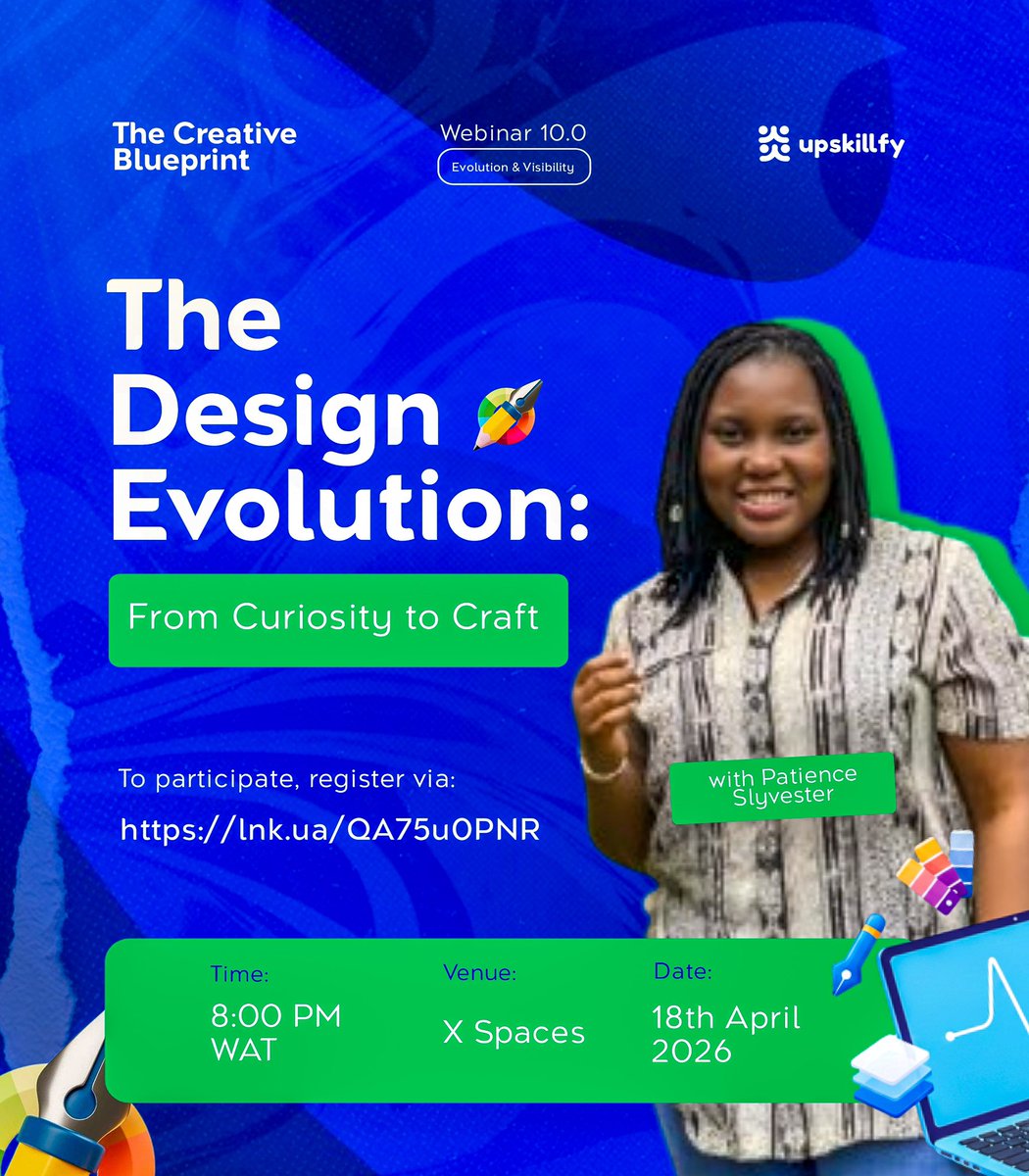 upskillfy's tweet image. Everybody wants to be good at design

But not everyone understands the process

From confusion → clarity → mastery

Patience Sylvester will walk you through “The Design Evolution”

This Saturday

Register: forms.gle/3ihY2kjqkfkRSh…

#Designers