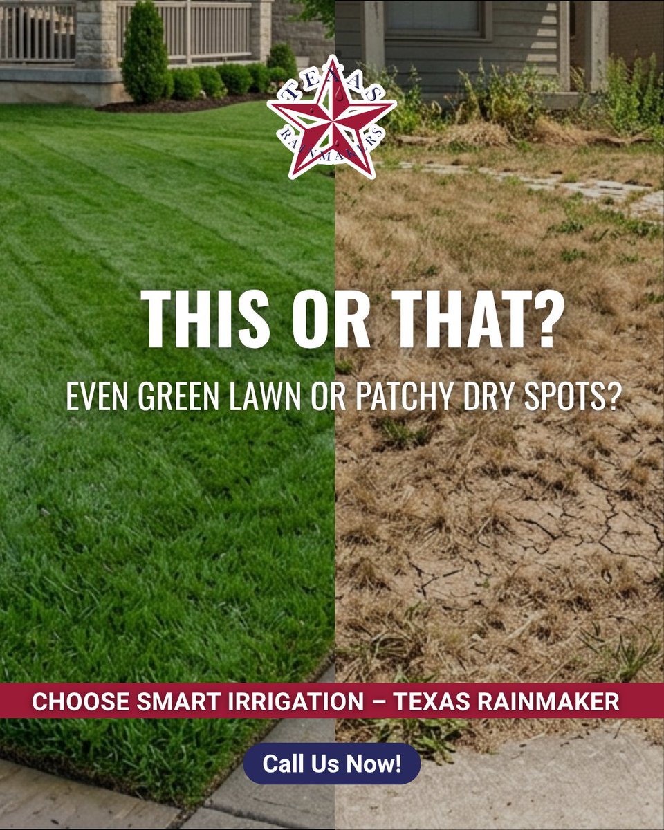 TexasRainmakers's tweet image. Consistent watering makes all the difference. Which lawn would you rather have this season? 💬 texasrainmakers.com
#humbletx #lawncaretips #sprinklersystem 🌿