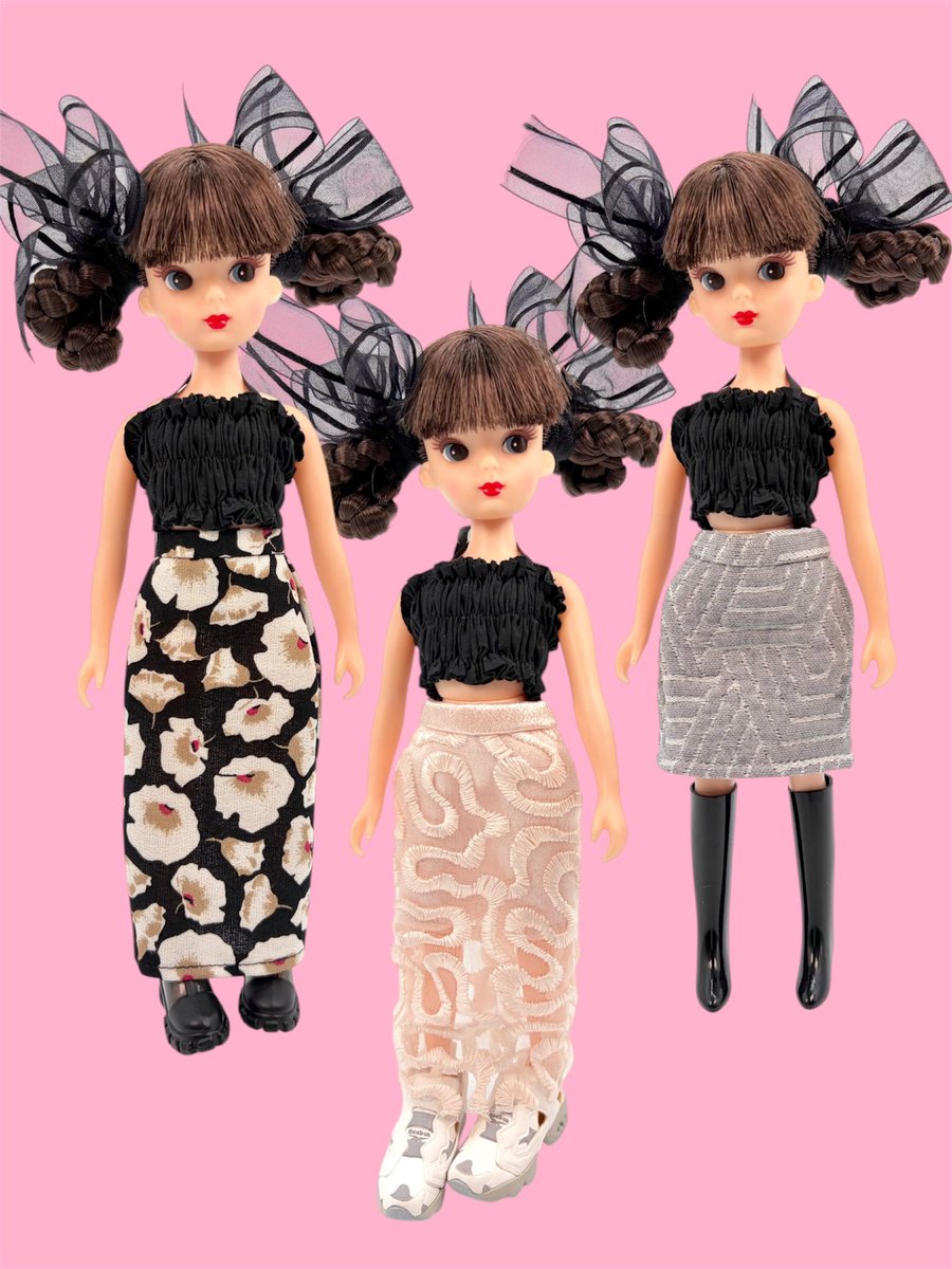 タイトスカート祭りの着画です👗(一部です)
初代ちゃん&amp;22cm共通サイズタイトスカート、今回は丈も色々で作ってみました🪡
普段からちまちま集めているインポート生地🇮🇹🇫🇷🇹🇷で作っているのでなかなか他の方と被らないと思いますし、1点ものも多いです😎
#アイドール大阪