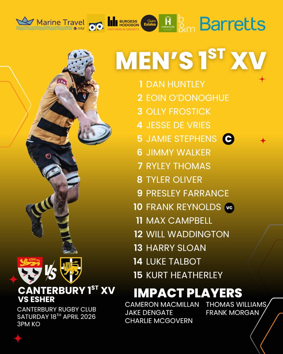 cantrugby's tweet photo. Team sheets locked in 🔒 
 🏠 Home fixtures: 1st XV &amp; Deacons  🚘 Away: Pilgrims, Canons and Zingari 
 Can’t make it? We’ve got to covered thanks to @MMS_360_Kent who will be live streaming our 1st XV as they host Esher

#oneclub #getbehindus https://t.co/Adjj4c43Pd
