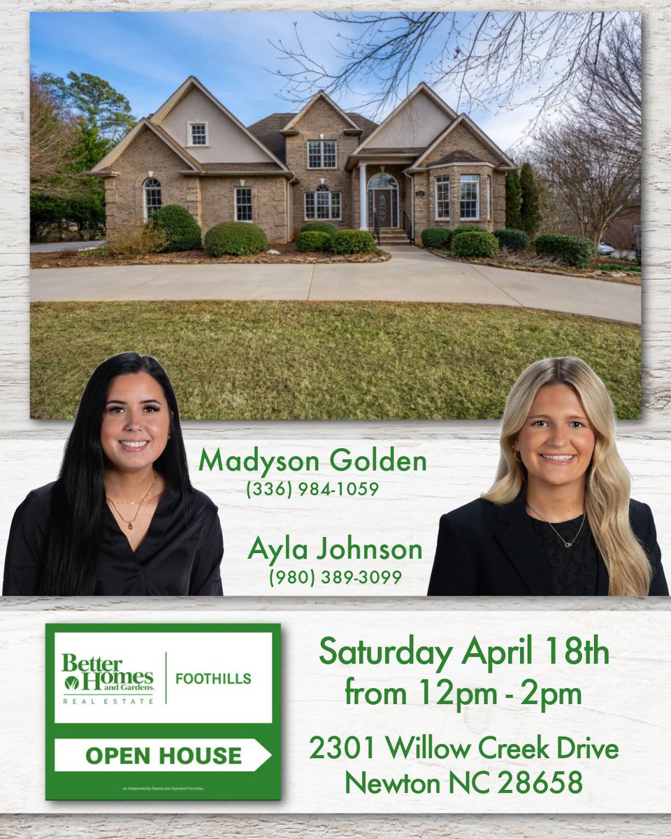 HickoryNCHomes's tweet image. #OpenHouse in Newton on Sunday April 18th from 12-2pm
📷 CLICK for many more pictures and information &amp;gt;&amp;gt;
properties.betterfoothills.com/.../2301-willo…
📷 Distinguished residence offering nearly 5,000 square feet of refined  living on a beautifully landscaped 1.02-acre lot in Newton’s prestigious