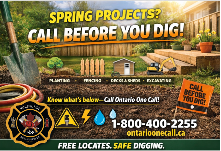 Innisfil_FIRE's tweet photo. 🌱🚧 Spring is here—dig safe! 🚧🌱
Before you start any outdoor project, call 1-800-400-2255 for free utility locates.
Hitting underground lines can be dangerous and cause outages.
👉 It’s required. It’s quick. It keeps everyone safe.
#CallBeforeYouDig #Innisfil https://t.co/rkdGGVeBAw