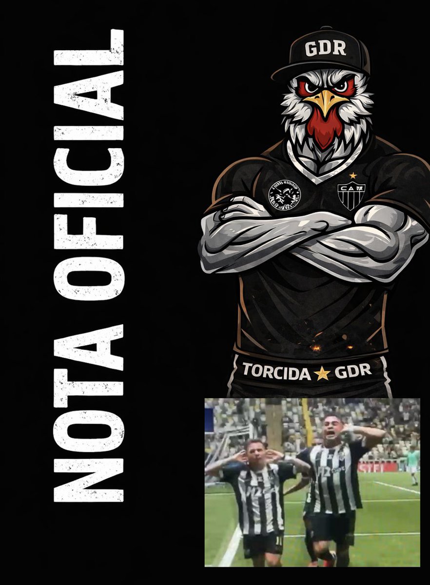 TorcidaGdr's tweet photo. NOTA OFICIAL: RESPEITEM O GALO!
A Torcida GDR não aceitará o desrespeito visto ontem na Arena MRV. O desempenho pífio do elenco é uma afronta, mas o comportamento do jogador Bernard foi a gota d’água. https://t.co/wCUQ8hIv5Y