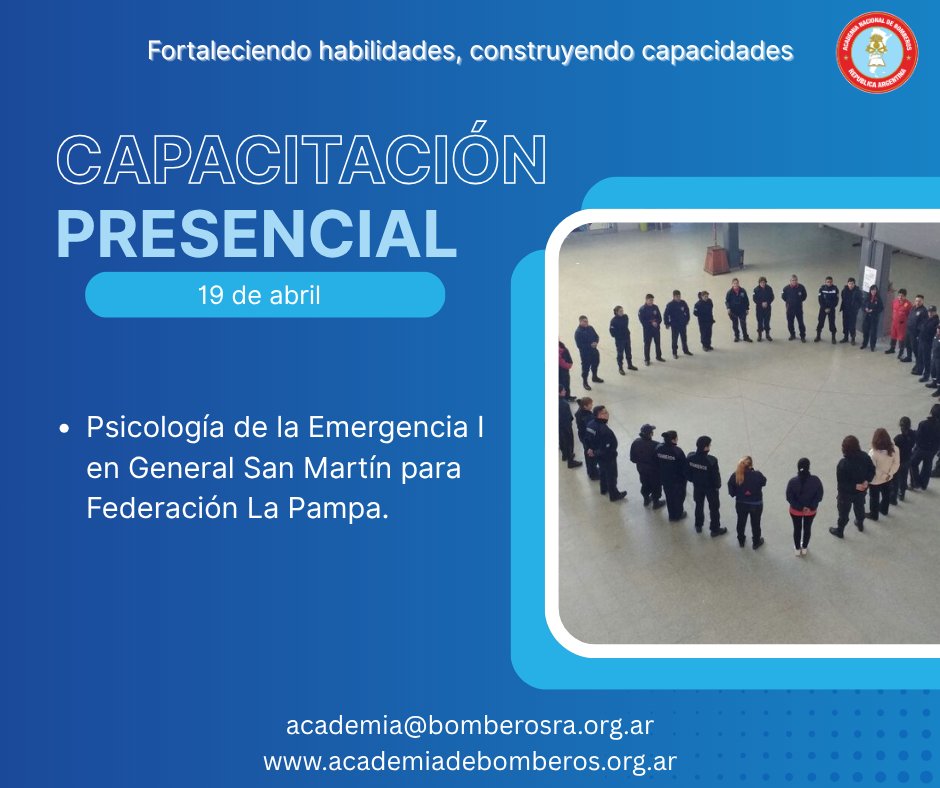 bomberosRA's tweet image. #CapacitaciónPresencial 🙌 

Este fin de semana sumamos una instancia de formación presencial:

📍 San Juan: Psicología de la Emergencia I

Fortaleciendo habilidades, construyendo capacidades
#Capacitación #BomberosVoluntarios #VocaciónDeServicio