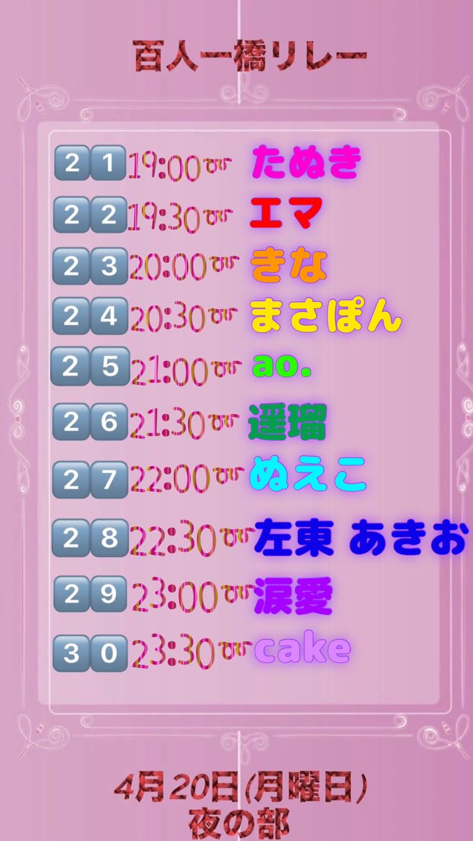 alan_spoonevent's tweet photo. 最新版です

全体➕
1~30走者
 #百人一橋
 #百人一橋7
 #あらんとみんなの��画 https://t.co/L8PbbjMof1