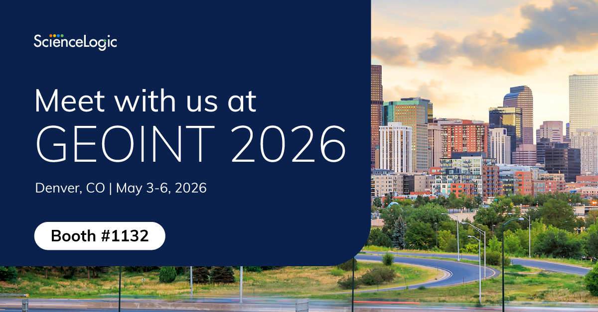 ScienceLogic is excited to be attending GEOINT Symposium 2026. Connect with our team at Booth 1132 to learn how we help organizations &amp; agencies gain end-to-end visibility, reduce complexity, &amp; drive mission-ready operations.
 
🔗 Explore upcoming events: bit.ly/48qd364