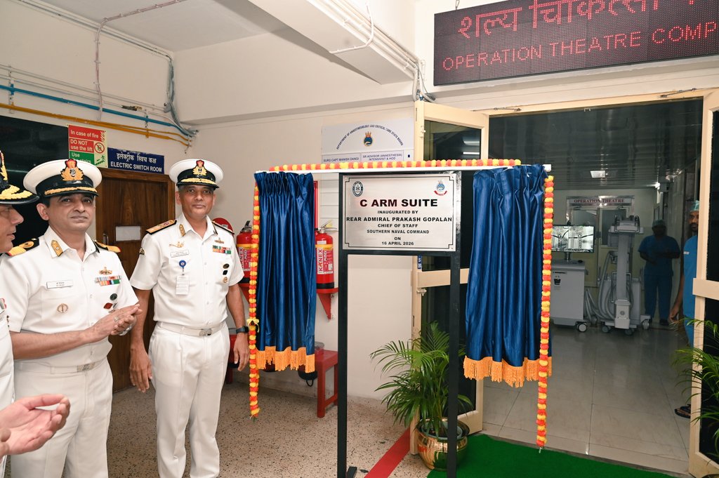 IN_HQSNC's tweet image. Boost to Healthcare Services at INHS Sanjivani

RAdm Prakash Gopalan, Chief of Staff , #SNC inaugurated new medical facilities at #INHSSanjivani on #16Apr 26, marking significant advancement in clinical care capabilities. 
The upgrades include state-of-the-art image intensifier