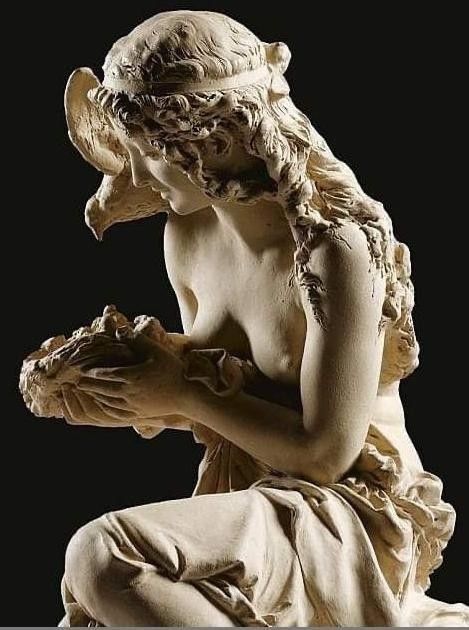 'Niña y Paloma' (1824). (Detalle) por Albert Carrier Belleuse.escultor francés
