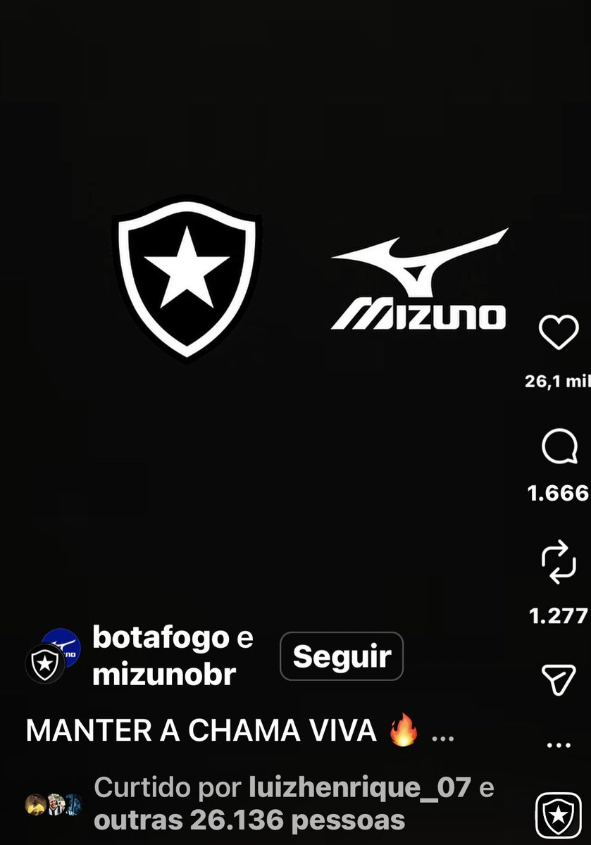 Luiz Henrique curtiu a postagem da chegada da Mizuno. 
Manda camisa nova pra ele, <a href="/Botafogo/">Botafogo F.R.</a>!