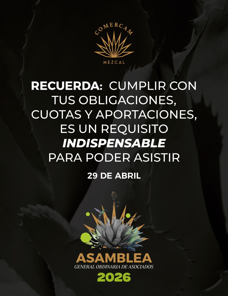 Se acerca la Asamblea General Ordinaria de Asociados 2026, su participación como asociados es fundamental.

¡No olvides!
Cumplir con tus obligaciones, cuotas y aportaciones es un requisito indispensable.

🗓️Fecha: 29 de abril de 2026
📍Auditorio Comunitario, Santiago Matatlán