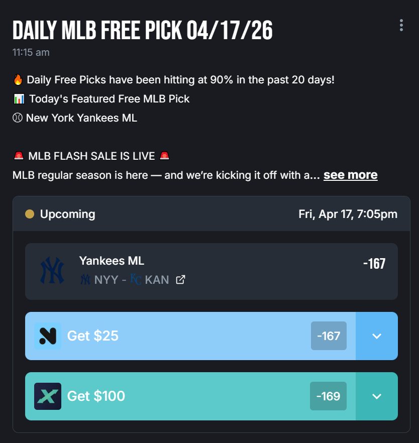 mlbanalyticspro's tweet photo. 🔥 Daily Free Picks have been hitting at 90% in the past 20 days!
📊 Today's Featured Free MLB Pick
⚾ New York Yankees ML

🚨 MLB FLASH SALE IS LIVE 🚨
MLB regular season is here — and we’re kicking it off with a limited-time 70% OFF.

Use code: FLASH70
This is a 1-week only sale.

If you’ve been waiting to lock in for the season, this is the best entry you’re going to get.
👉 https://t.co/QYY9OoOWJb

#MLB #SportsBetting #MLBPicks #NFL #Moneyline #Parlay #NBAPicks #NHL #NBA