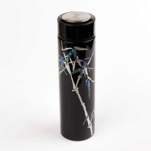 AntiqueAlive's tweet photo. Mother of Pearl Black Water Bottle with Bamboo Design https://t.co/kc6hovBoC6 https://t.co/krJyoJ3bqL