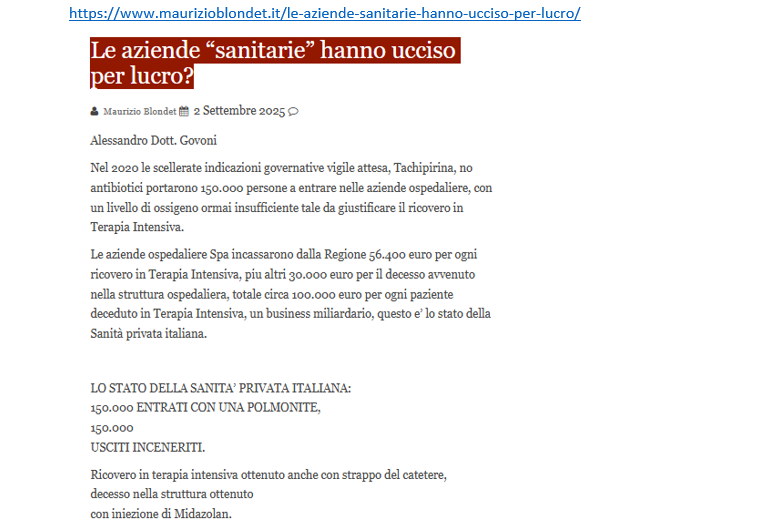 Erinni15's tweet photo. Le aziende “sanitarie” hanno ucciso per lucro?
Ricovero in terapia intensiva ottenuto anche con strappo del catetere,
decesso nella struttura ottenuto
con iniezione di Midazolan.

cit https://t.co/CeUWpKQAFG