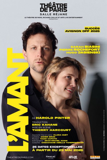 JFGuyot's tweet image. #RSVP #Théâtre
Sarah #Biasini et Pierre #Rochefort dans « L’Amant » de Harold Pinter. Mise en scène de Thierry Harcourt pour 25 dates exceptionnelles à partir du 29 mai au Théâtre de Paris (salle Réjane) (RP @pascalzelcer)