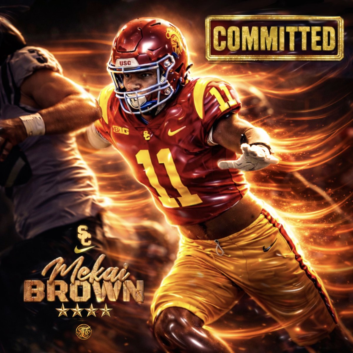 CoachAFlo's tweet image. CLASS OF ‘27 COMMITMENT:
MEKAI BROWN @mekai_brown 
⭐️⭐️⭐️⭐️ EDGE

#usc #trojans #football  #defensiveline @uscfb @CoachNua @USC_Athletics