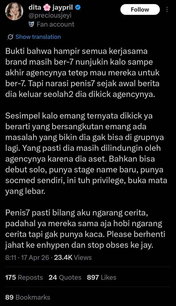 ᨳ cleo #7hypen ✮⋆˙ tweet media