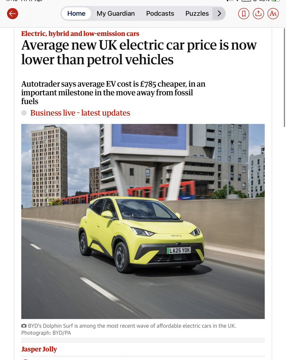 JillBelch's tweet image. We are getting there….
UK battery electric car sales accounted for 22% of new car sales in the first three months of 2026
#Climate #AirPollution
