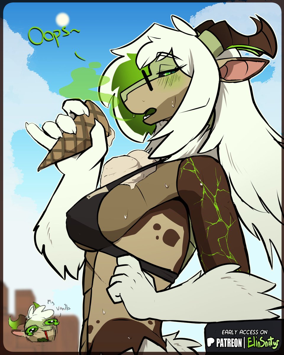 My favorite ice cream is vanilla.. of course I shouldn't trusted Elena not to spill it on herself... clumsy girl~

This is a draw I did to get back into the swing of things after being sick with RSV.