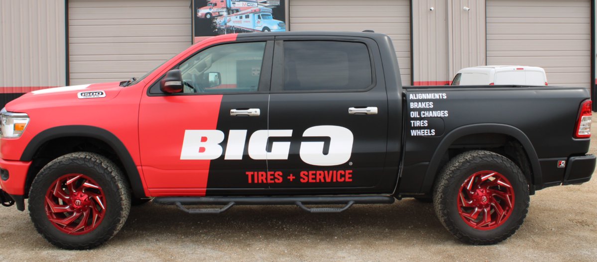 PZigns's tweet image. 🏁🔥 Wrap of the Week: Big O Tires 🔥🏁

Check out this brand-new matte and gloss combo wrap we just finished for Big O Tires!

Ready to elevate your company’s image? Let’s design something that drives your brand forward!

#ProDeZigns #WrapOfTheWeek #VehicleWraps