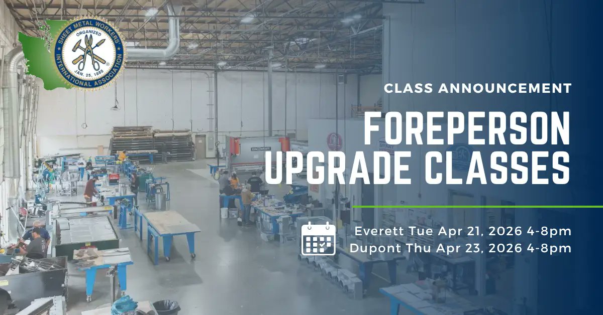 SMARTLocal66's tweet photo. Next week @SMARTLocal66 will be hosting foreperson upgrade classes at the Everett and Dupont Training Centers.

Learn More HERE:
https://t.co/xcyq7i5KIV

#smartunion #smartnwrc #smartlocal66 #smw66 #wwsmjatc https://t.co/Fm83GkcJYm