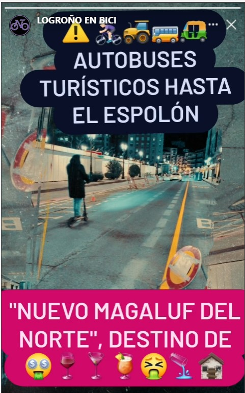 ciudadanabici's tweet image. La nueva parada turística también está fenomenal.
⚠️ 😱🚴🇪🇺🚜🛺🚌🚌
Para la #TURISTIFICACIÓN. 
🤑🤑🍷🍸🥃🫗🤮🔊🏚️⛏️

El transporte sostenible, siempre lo más importante para @conrado_escobar. Sobre todo recuerden, lo más importante, no comparar #Logroño con ninguna otra ciudad.🚷